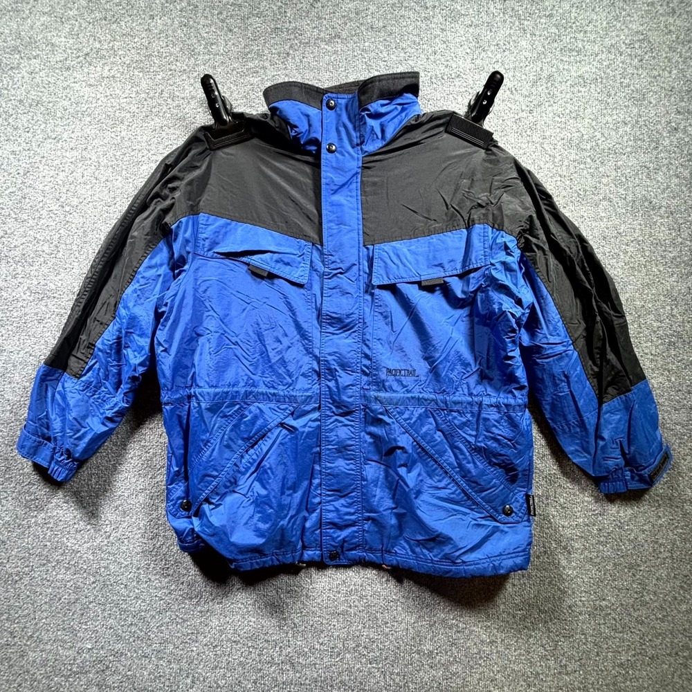 Vintage Pacific Trail Parka Jacket Mens XL Blue Fleece Lined Outerwear Mock Neck